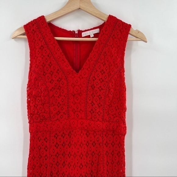 SAM & Soni Anthropologie red crochet lace dress size 2 - Picture 6 of 7
